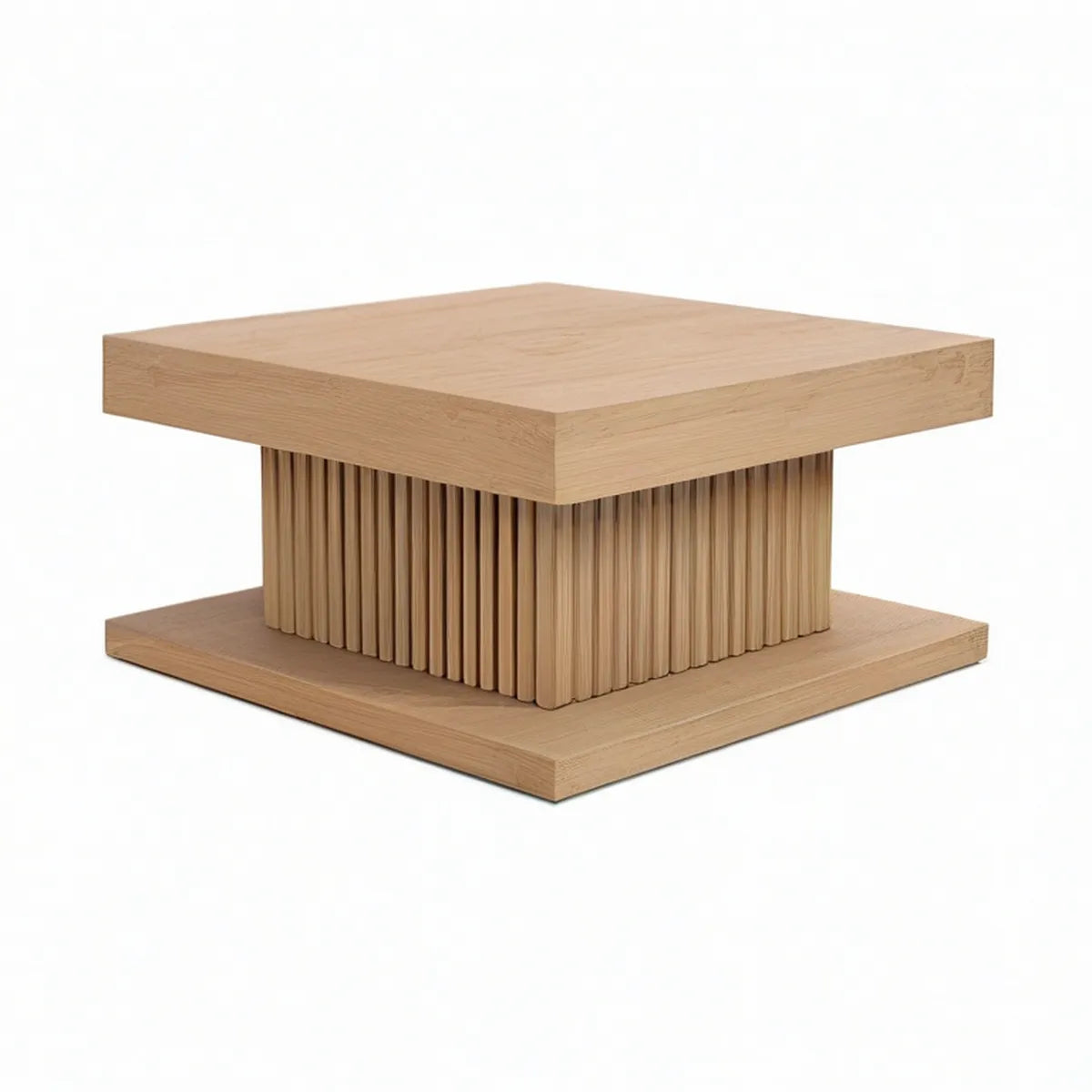Quadratischer Wohnzimmertisch 80 x 80 x 40 cm aus MDF mit Eichenfurnier, Natur-Eiche