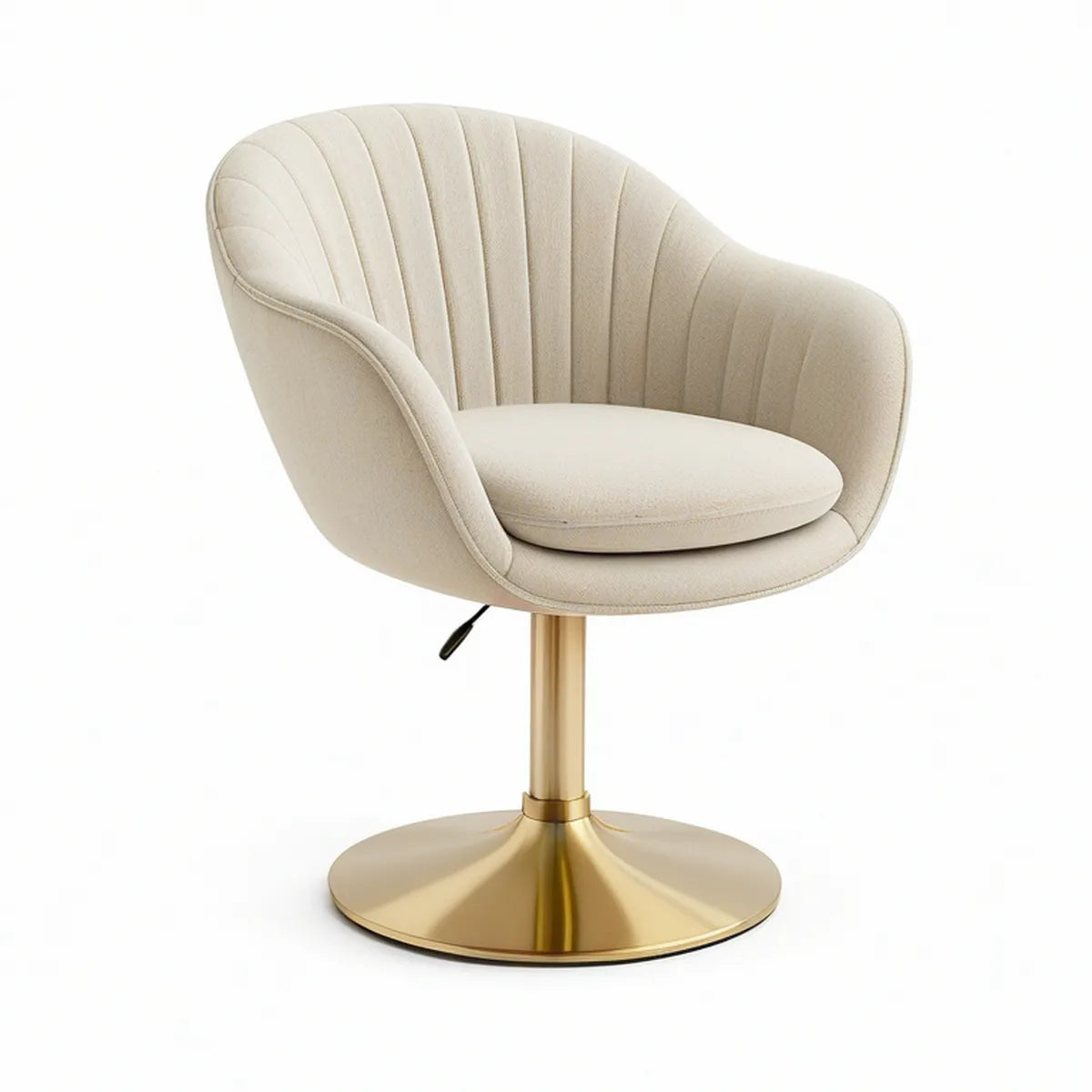 Höhenverstellbarer Barhocker mit Armlehnen, 58 x 60 x 80–95 cm, Creme/Gold