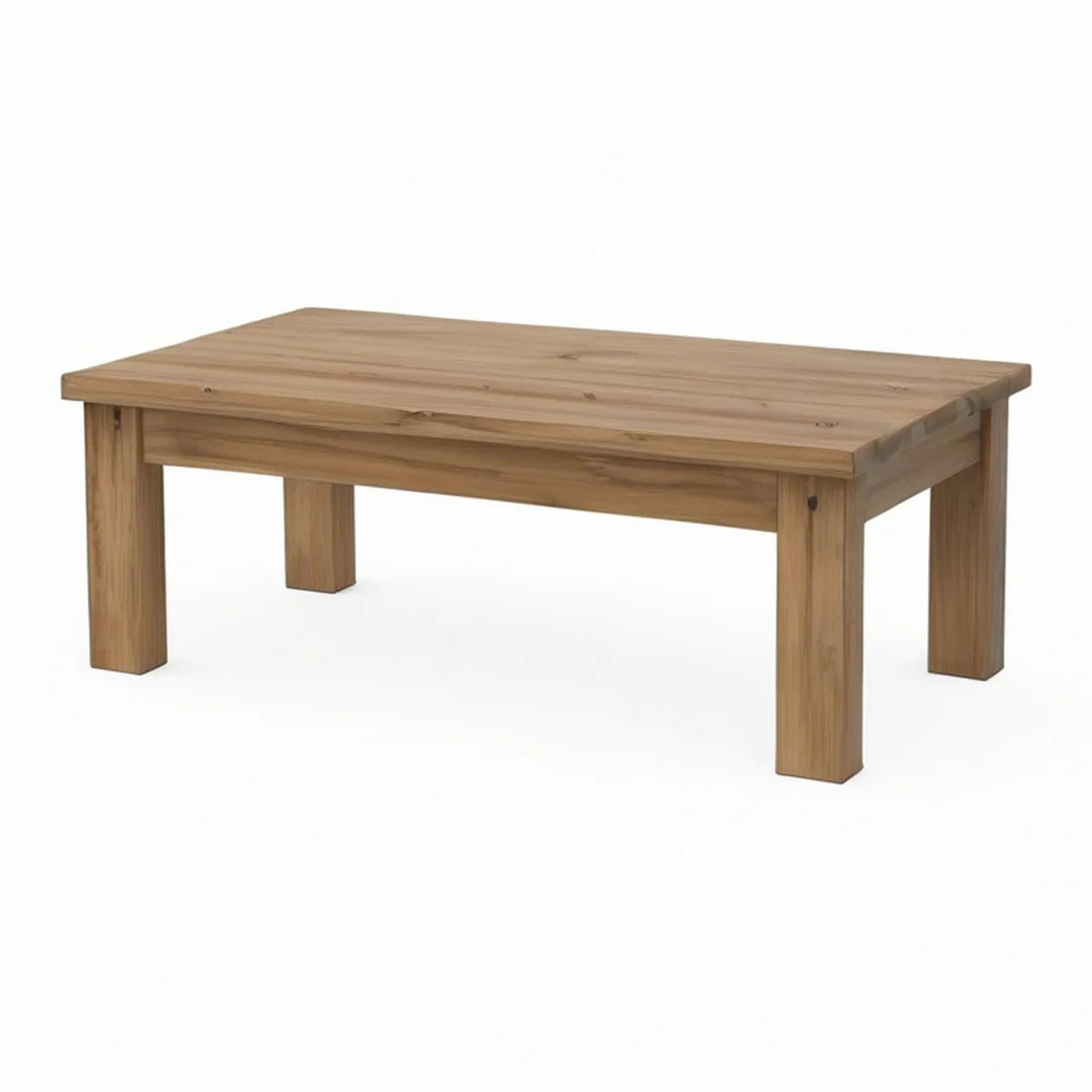 Rechteckiger Couchtisch aus massivem Eichenholz, Natur, 110 x 60 x 45 cm