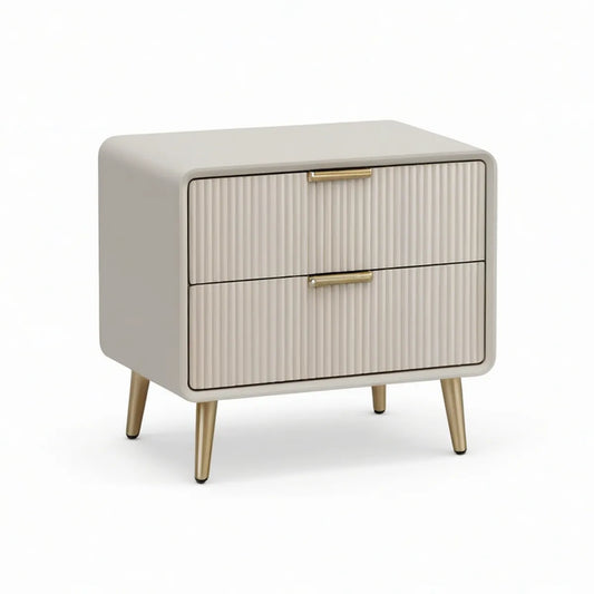 Nachttisch mit 2 Schubladen aus MDF, 50 x 40 x 55 cm, Beige/Gold