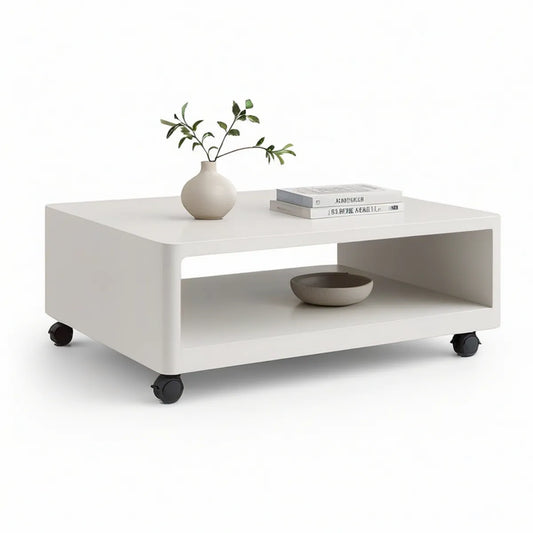 Rechteckiger Couchtisch auf Rollen aus MDF, Weiss, 100 x 60 x 45 cm