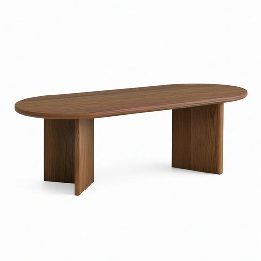 Ovaler Couchtisch 120 x 60 x 42 cm mit Walnussfurnier in Walnussbraun