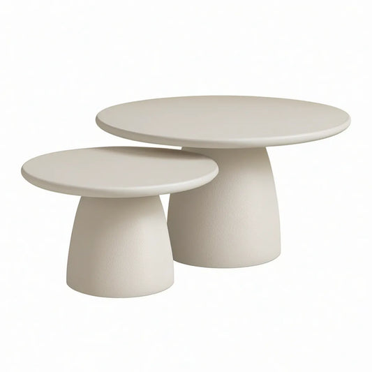 Rundes Tischset, 2-teilig, Creme, Ø 80 x 45 cm und Ø 60 x 35 cm