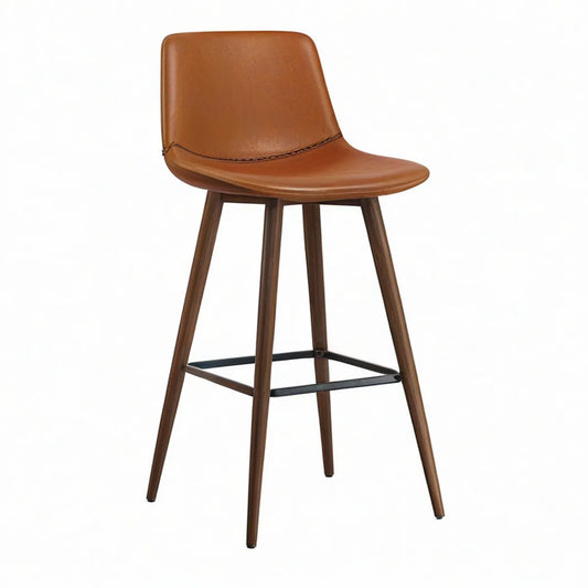 Barhocker mit Rückenlehne und Fussstütze, 46 x 51 x 101 cm, Braun/Dunkelbraun/Schwarz