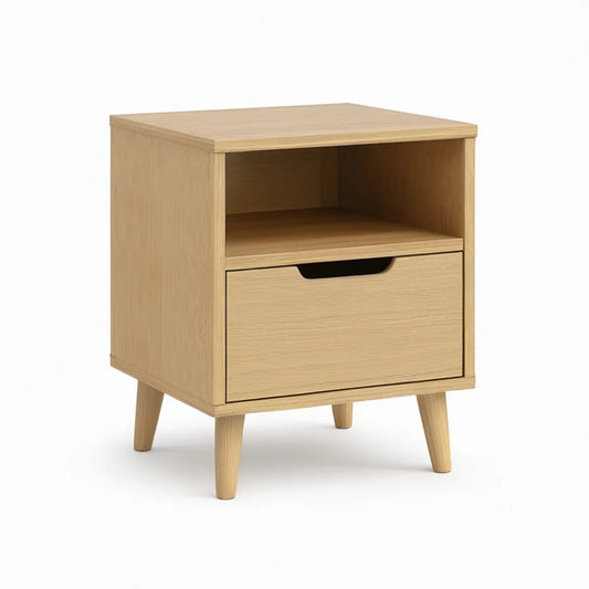 Nachttisch Natur aus MDF mit Eichenfurnier, 40 x 35 x 55 cm